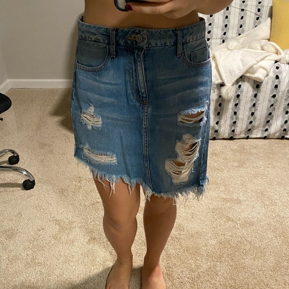 Ripped jean skirt